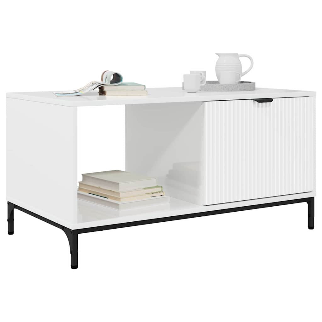 Tavolino da salotto con cassetto Bianco Lucido 90 x 49 x 46 cm | homemem39