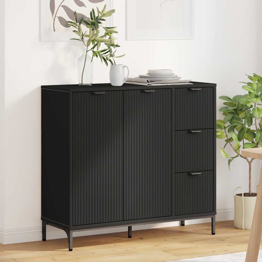 Credenza con cassetto Nero 89,5 x 33 x 82 cm Legno multistrato