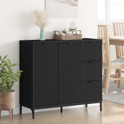 Credenza con cassetto Nero 89,5 x 33 x 82 cm Legno multistrato