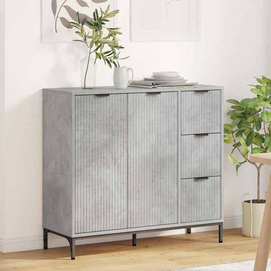 Credenza Grigio cemento 89,5 x 33 x 82 cm Legno multistrato