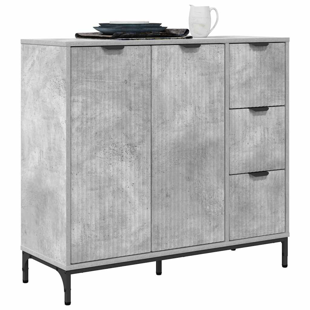 Credenza Grigio cemento 89,5 x 33 x 82 cm Legno multistrato