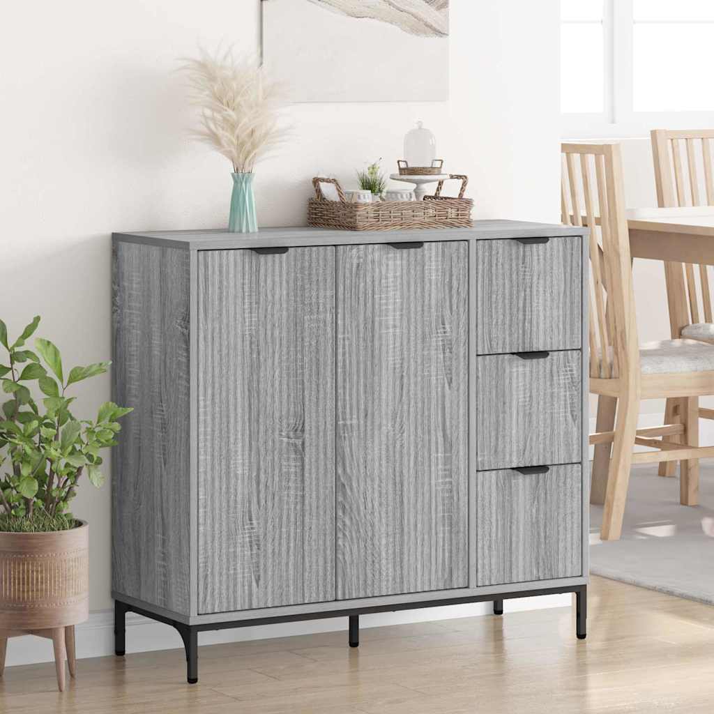 Credenza Grigio Sonoma 89,5 x 33 x 82 cm Legno multistrato