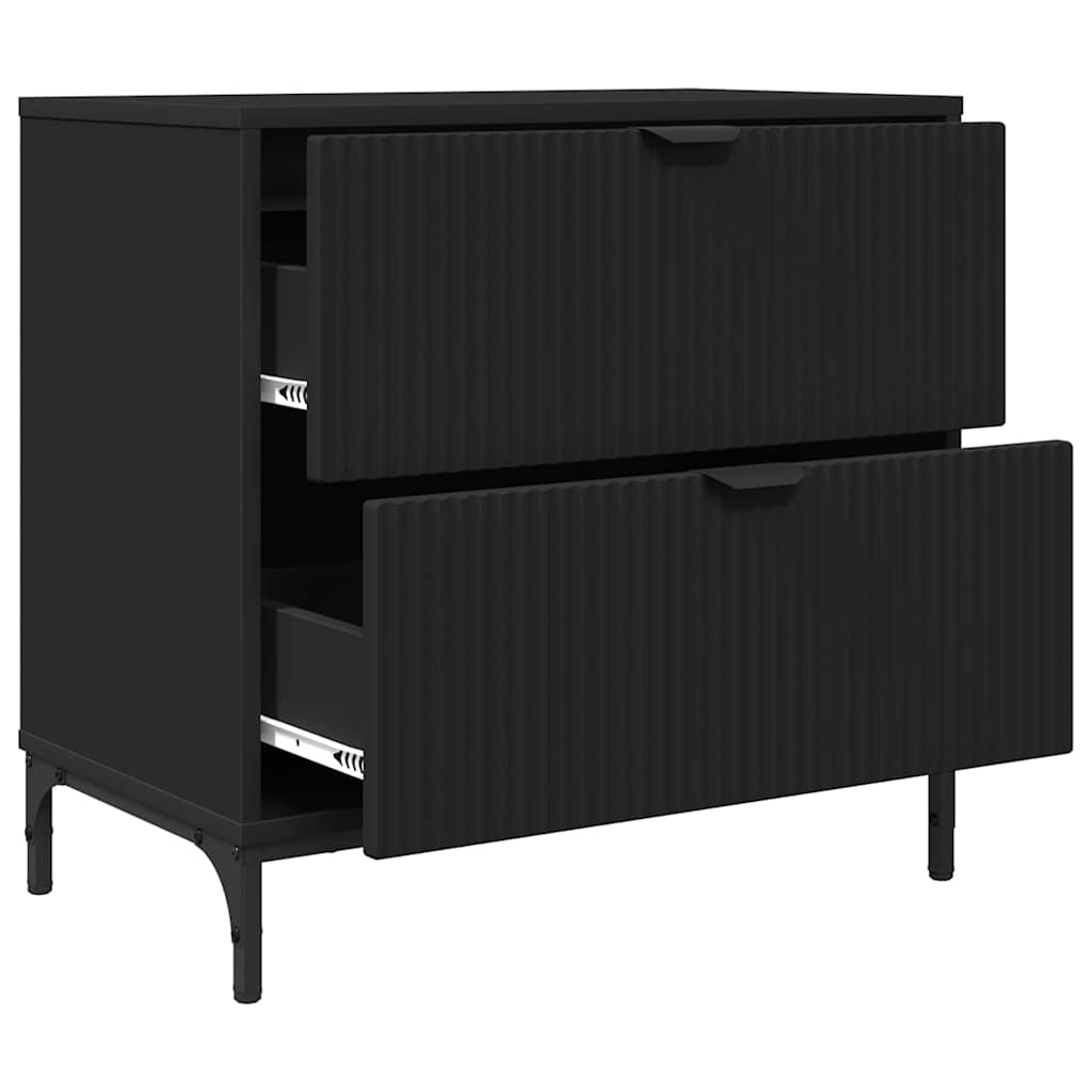 Comodino con cassetto Nero 63.5 x 36 x 61 cm Legno multistrato