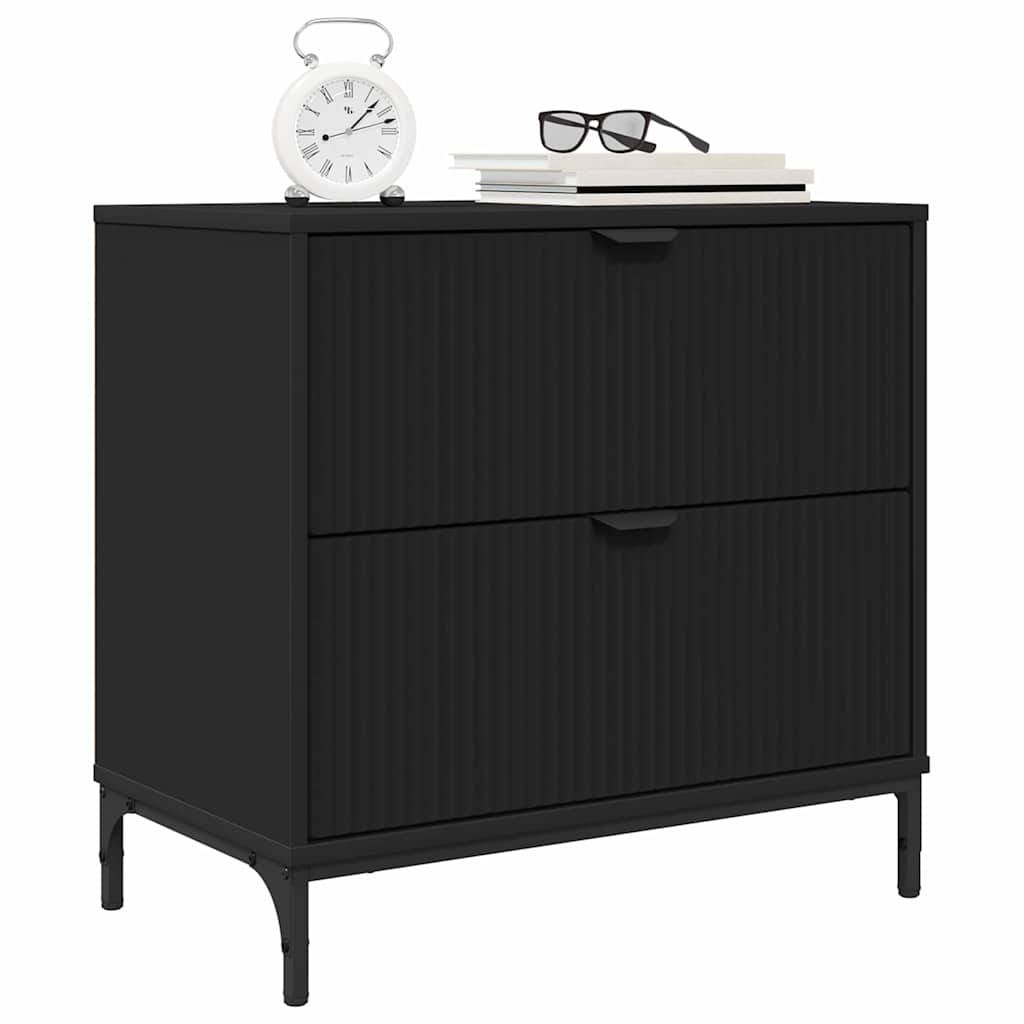 Comodino con cassetto Nero 63.5 x 36 x 61 cm Legno multistrato