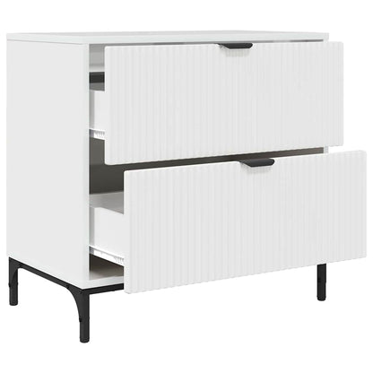 Comodino Bianco lucido 63.5 x 36 x 61 cm Legno multistrato