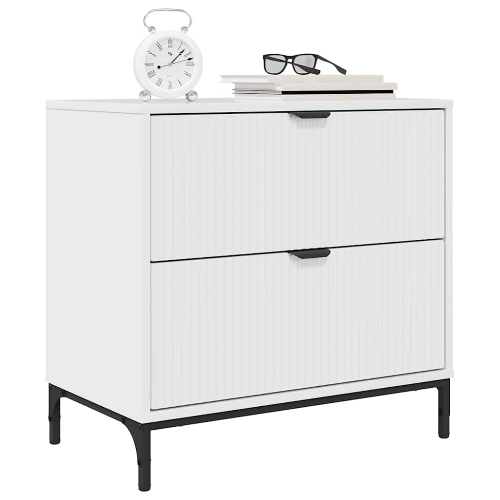 Comodino Bianco lucido 63.5 x 36 x 61 cm Legno multistrato