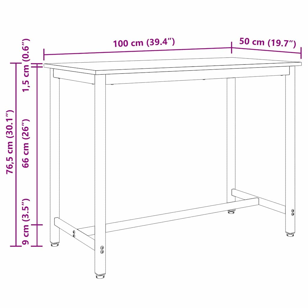 tavolo Rovere Nero 100 x 50 x 76,5 cm