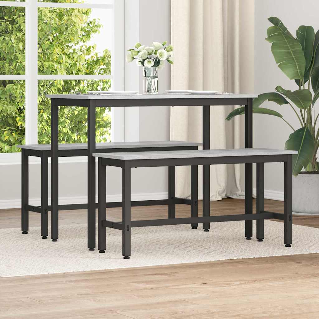 Panchina da pranzo 2 pcs Grigio Sonoma 100 x 32,5 x 48,5 cm