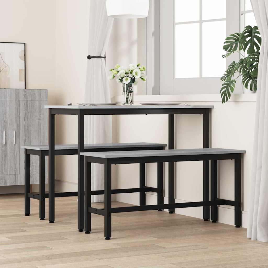 Panchina da pranzo 2 pcs Grigio Sonoma 100 x 32,5 x 48,5 cm