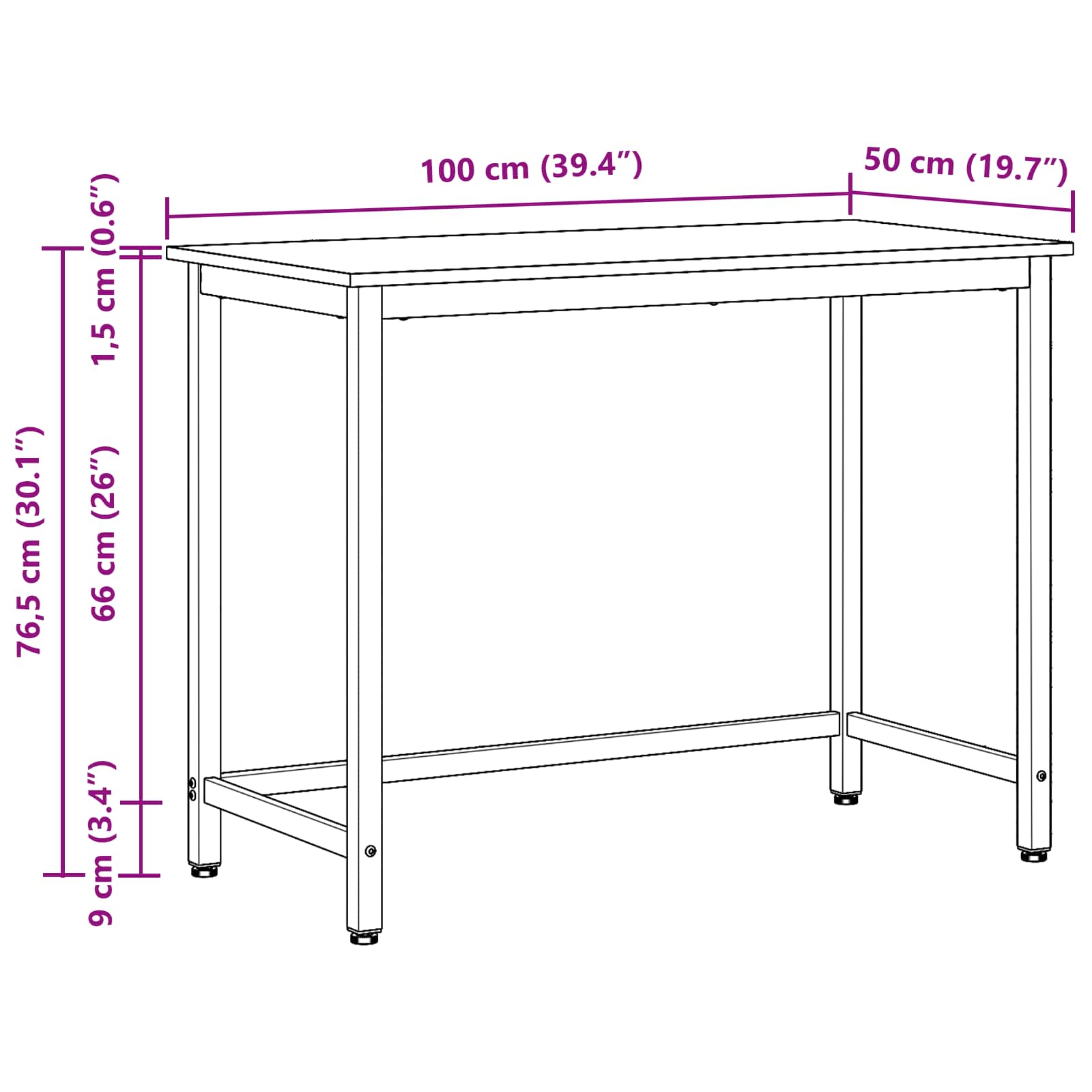 tavolo Rovere fumé 100 x 50 x 76,5 cm | homemem39