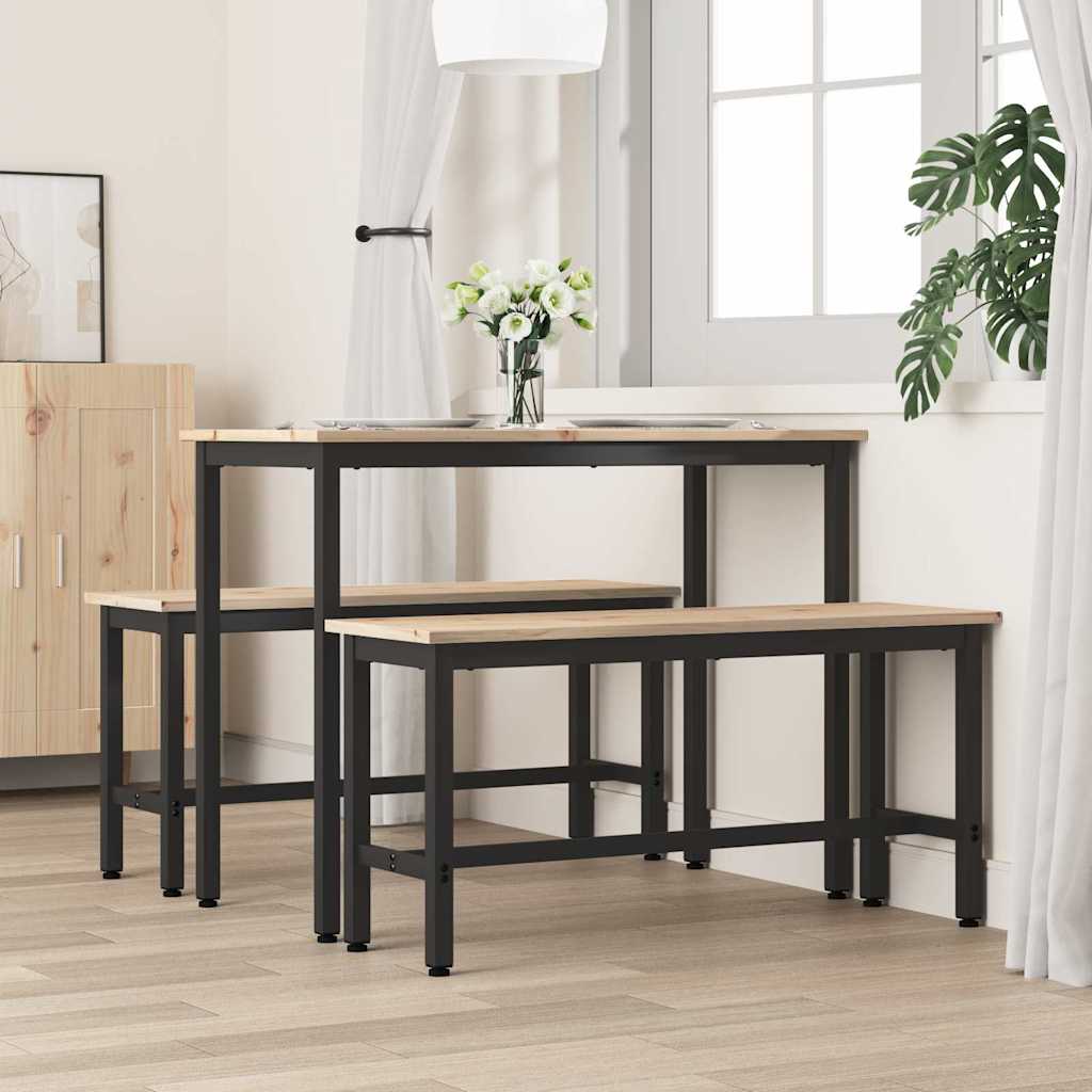 Panche da pranzo 2 pcs Naturale 100 x 32,5 x 49 cm