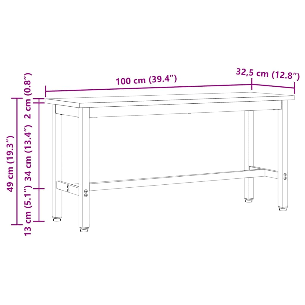 Panche da pranzo 2 pcs Naturale 100 x 32,5 x 49 cm | homemem39