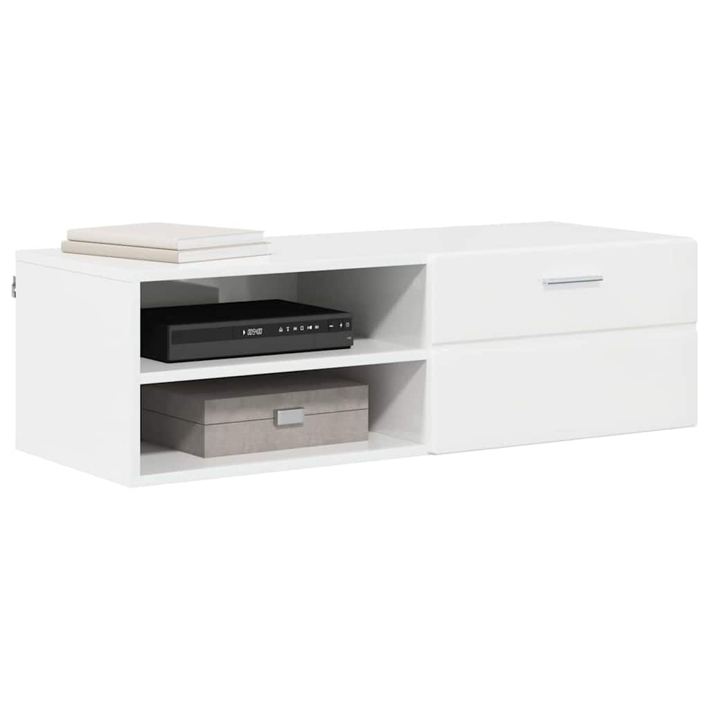 Armadio in Legno con cassetto Bianco Lucido 100,5 x 39 x 30 cm