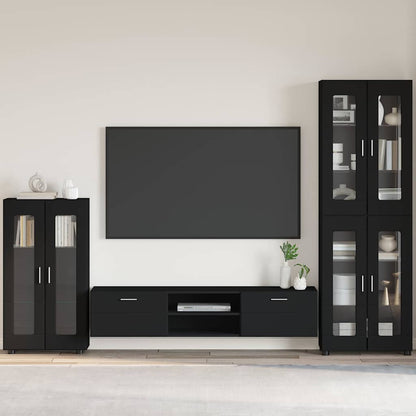 Credenza con porta Nero 55,5 x 29 x 100 cm Legno multistrato