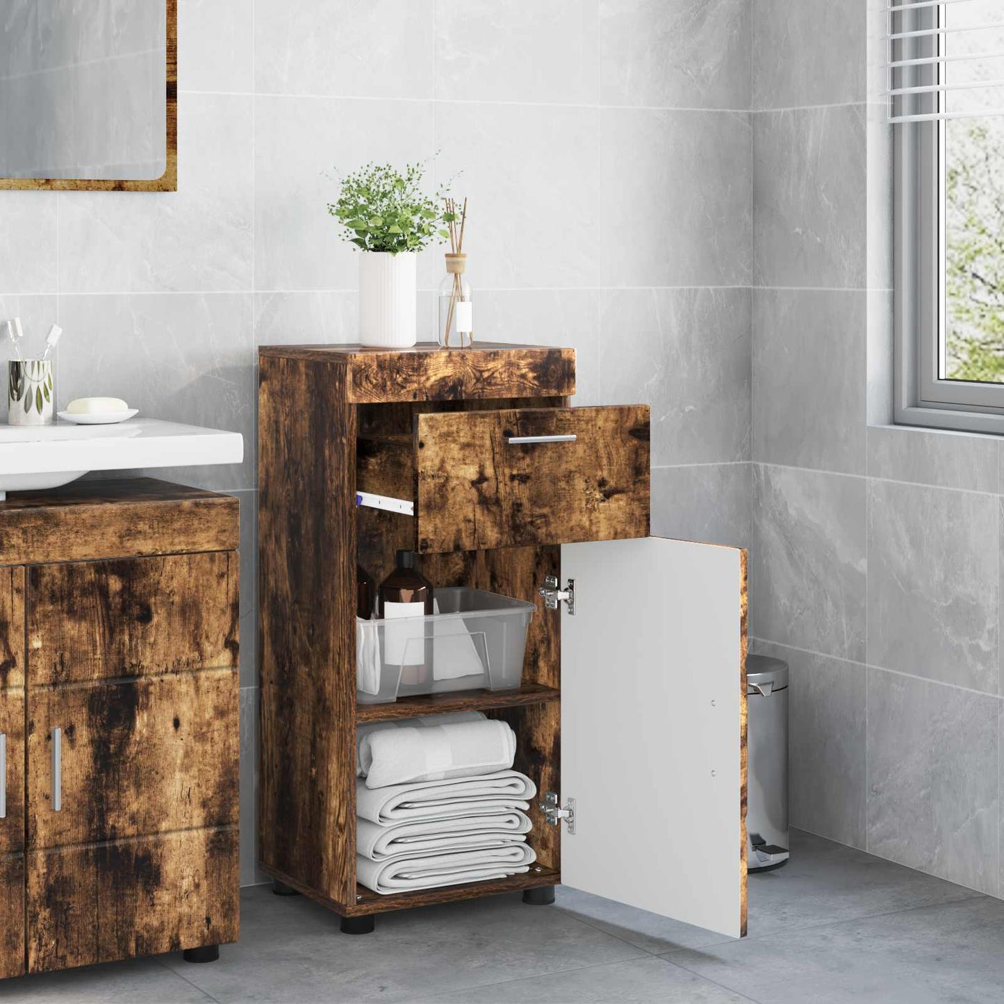 Set di Armadi da Bagno TULUM Rovere fumé 37 x 31,5 x 82 cm | homemem39