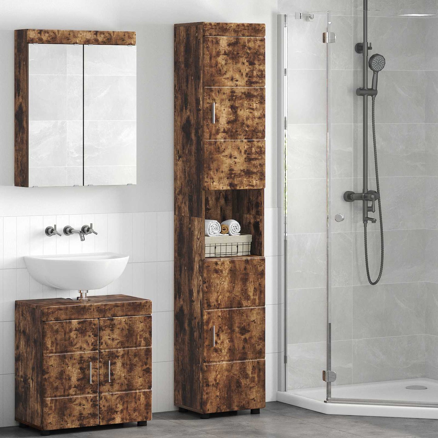 Set di Armadi da Bagno TULUM Rovere fumé 37 x 31,5 x 203 cm | homemem39
