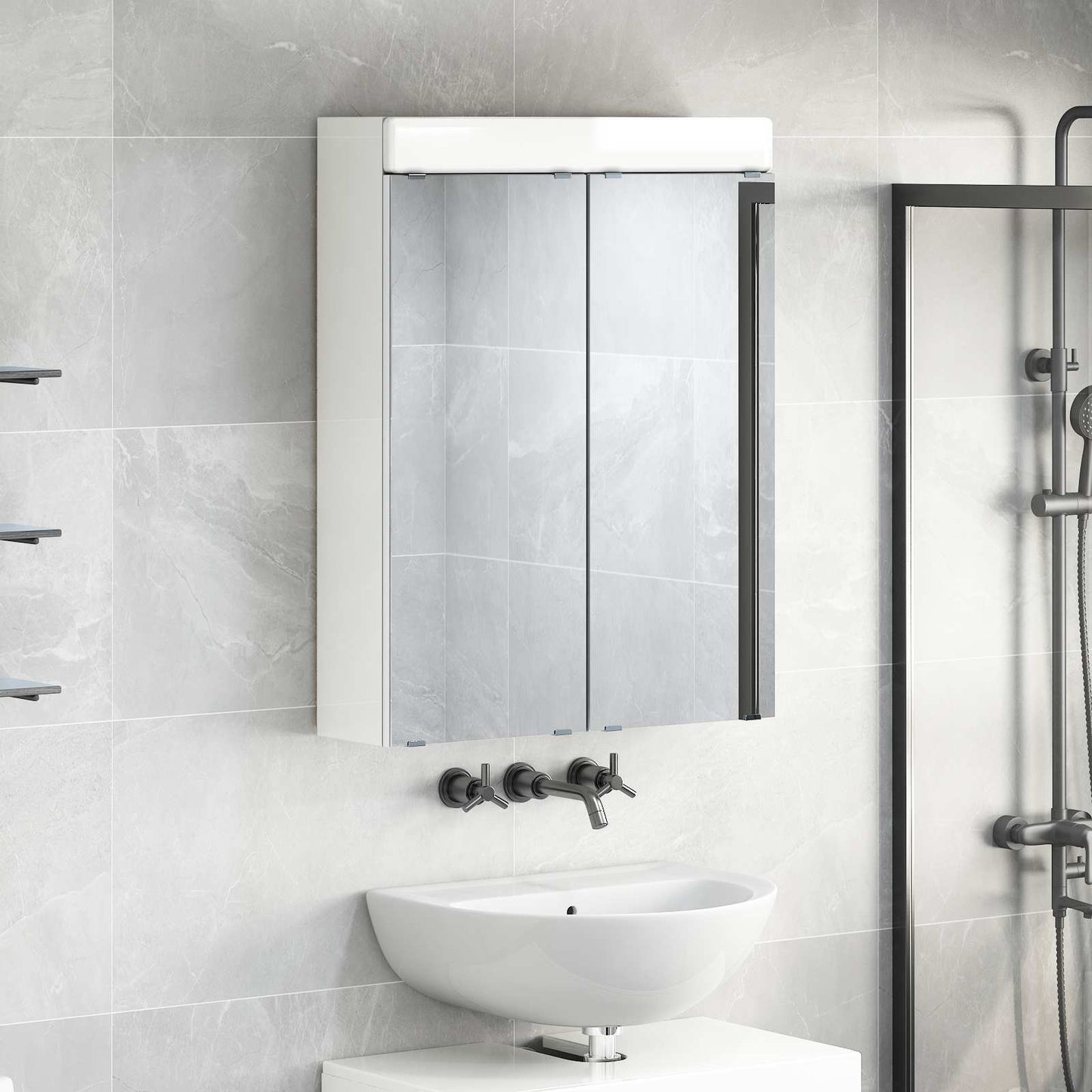 Mobiletto per specchio da bagno TULUM Bianco Lucido | homemem39