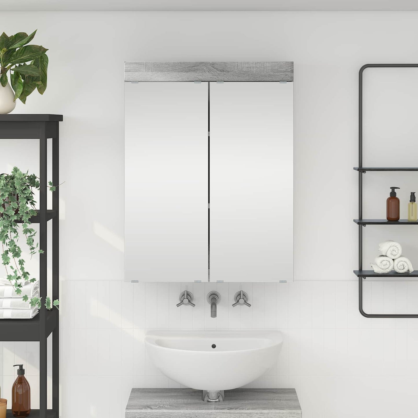 Mobiletto per specchio da bagno TULUM Grigio Sonoma | homemem39