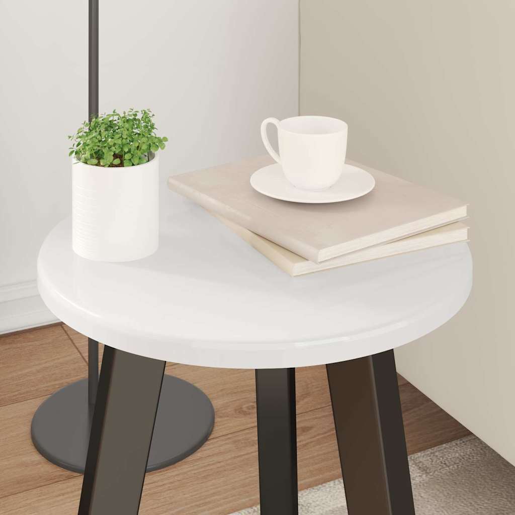 Piano del tavolo Bianco lucido Ø 30 x 1,5 cm Legno multistrato | homemem39