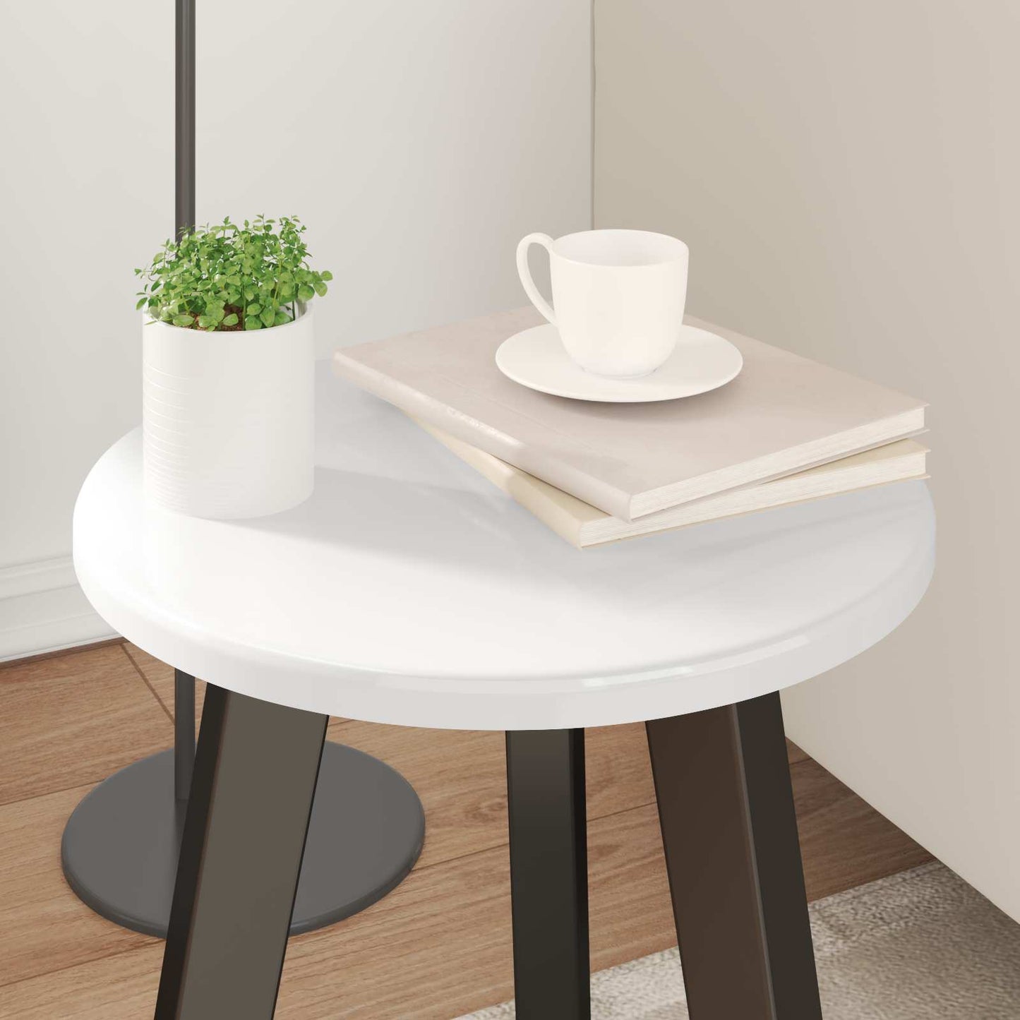 Piano del tavolo Bianco lucido Ø 30 x 1,5 cm Legno multistrato