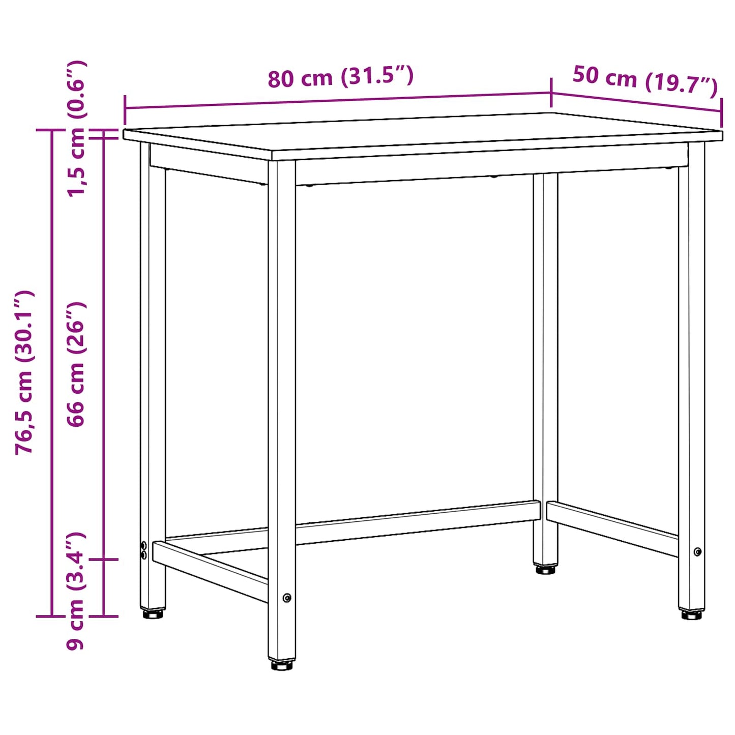 tavolo Grigio Sonoma 80 x 50 x 76,5 cm | homemem39