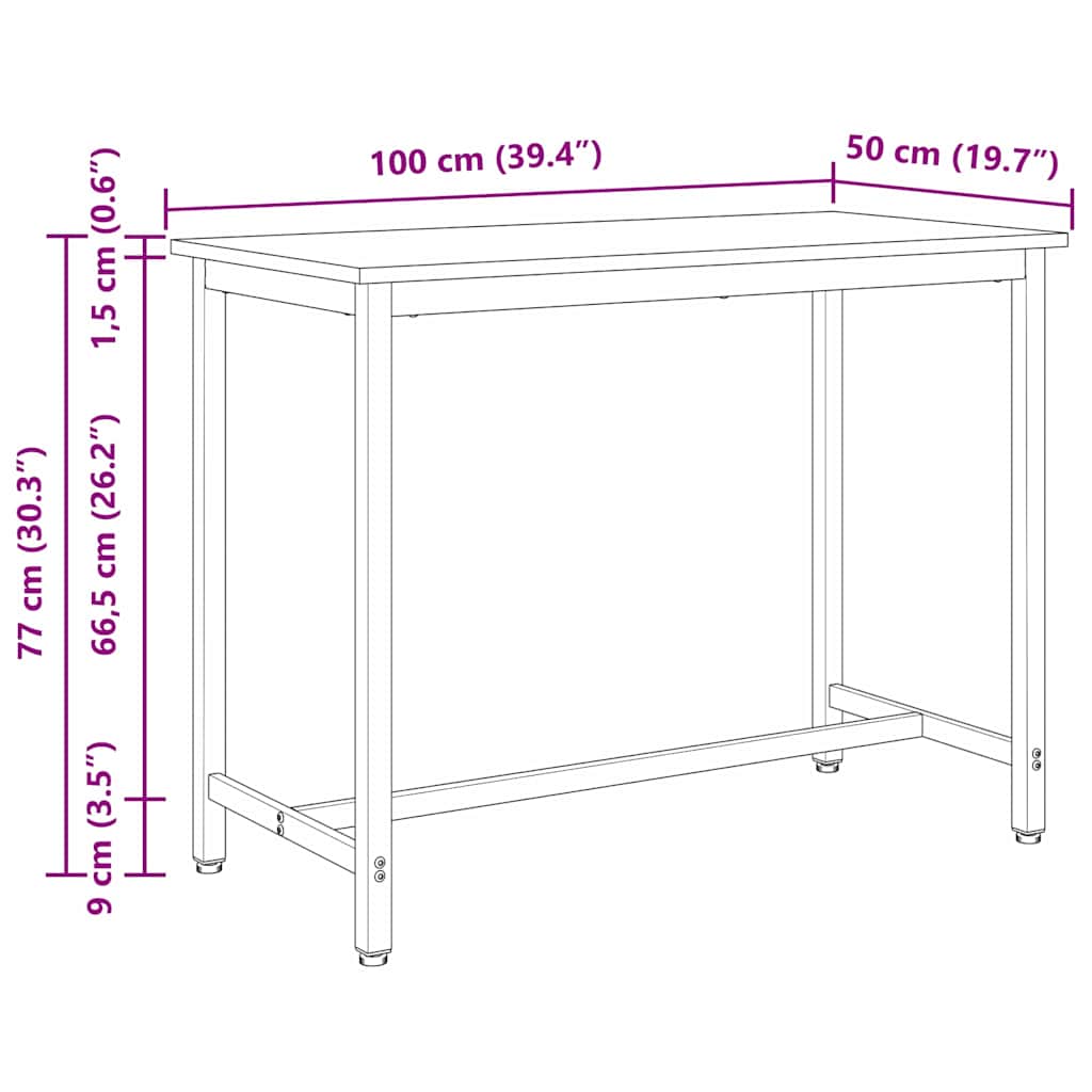 tavolo Bianco 100 x 50 x 77 cm Legno ingegnerizzato e acciaio