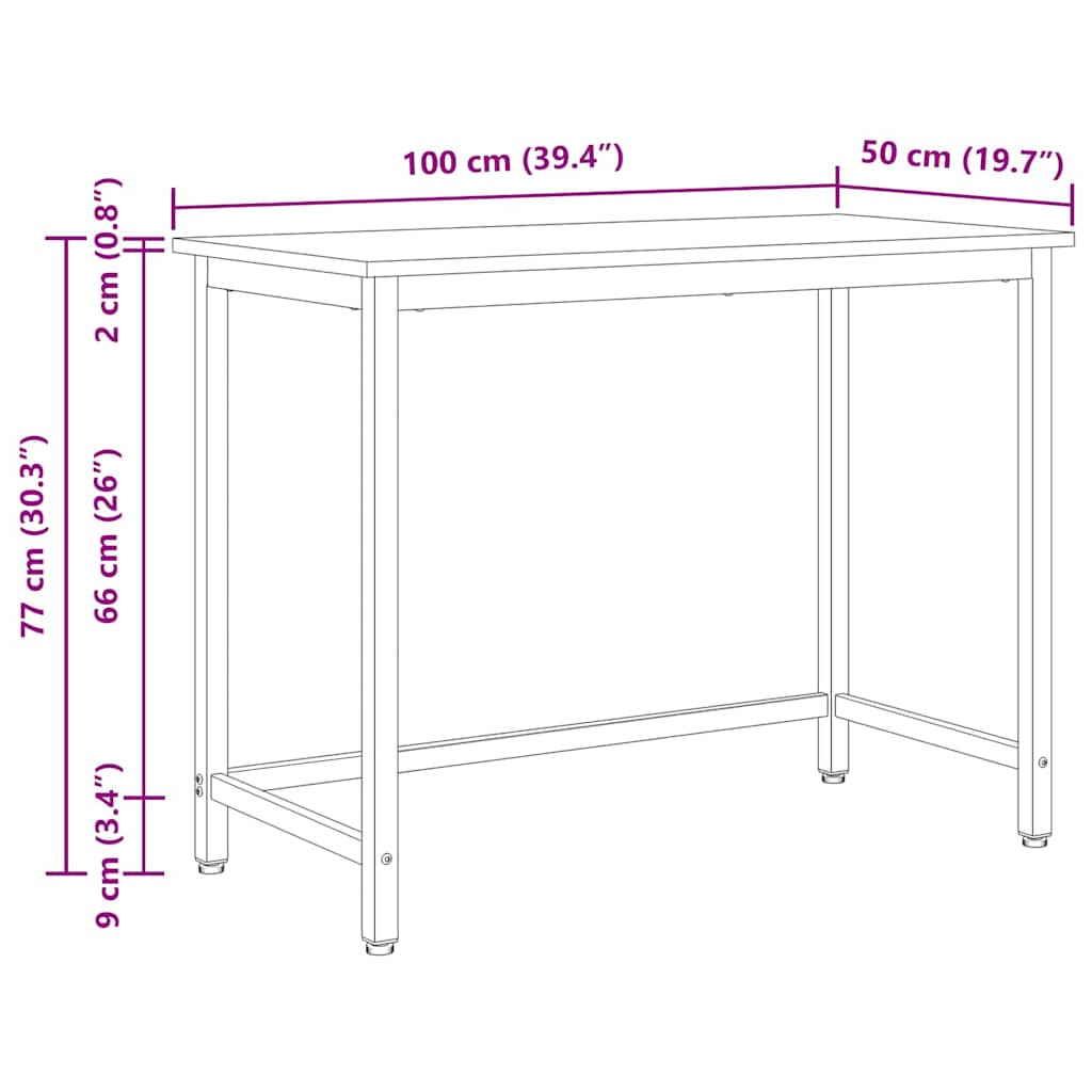 tavolo Naturale 100 x 50 x 77 cm Legno ingegnerizzato e acciaio | homemem39