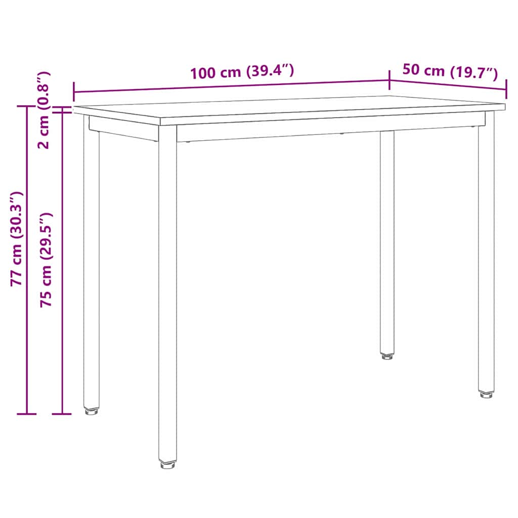 tavolo Naturale 100 x 50 x 77 cm Legno ingegnerizzato e acciaio | homemem39
