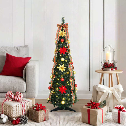 Albero di Natale artificiale con 50 LED Verde 125 cm PVC