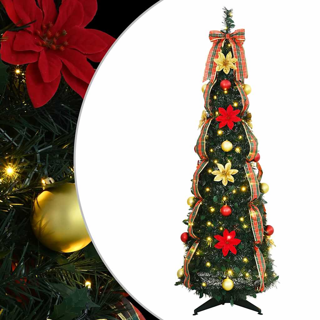 Albero di Natale artificiale con 100 LED Verde 155 cm PVC