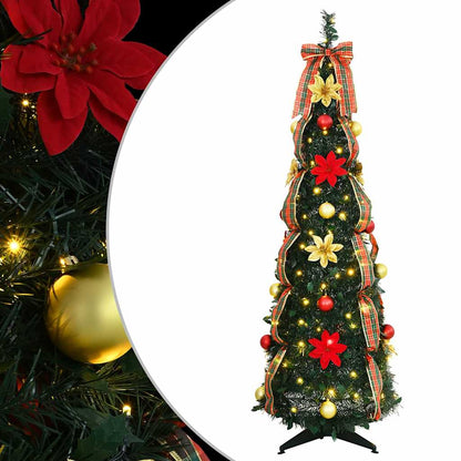 Albero di Natale artificiale con 100 LED Verde 155 cm PVC
