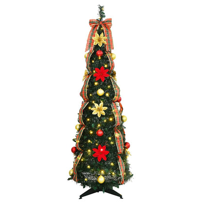 Albero di Natale artificiale con 100 LED Verde 155 cm PVC