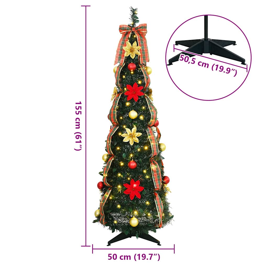 Albero di Natale artificiale con 100 LED Verde 155 cm PVC