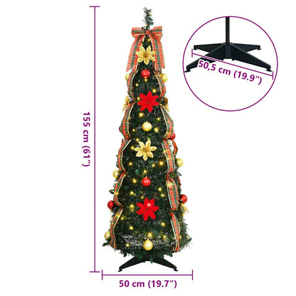 Albero di Natale artificiale con 100 LED Verde 155 cm PVC