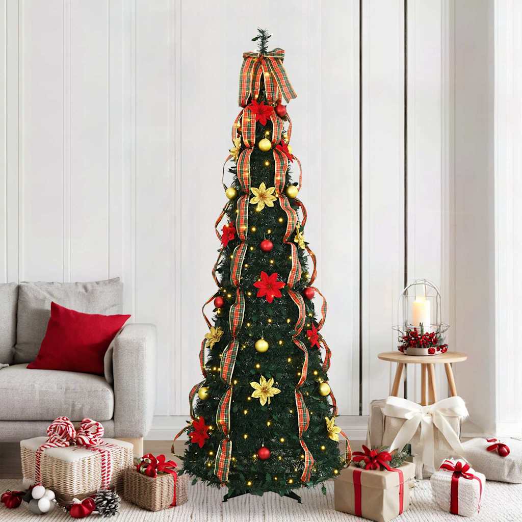 Albero di Natale artificiale con 200 LED Verde 215 cm PVC