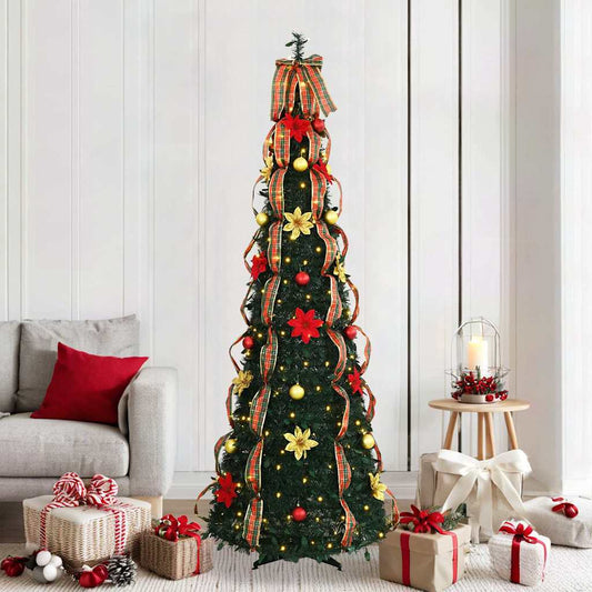 Albero di Natale artificiale con 200 LED Verde 215 cm PVC