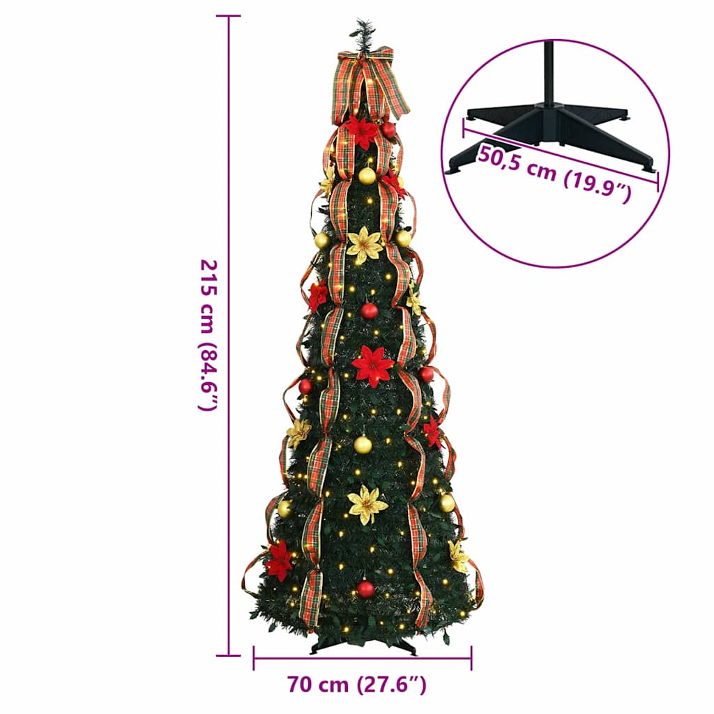 Albero di Natale artificiale con 200 LED Verde 215 cm PVC