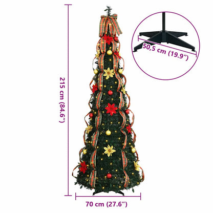 Albero di Natale artificiale con 200 LED Verde 215 cm PVC