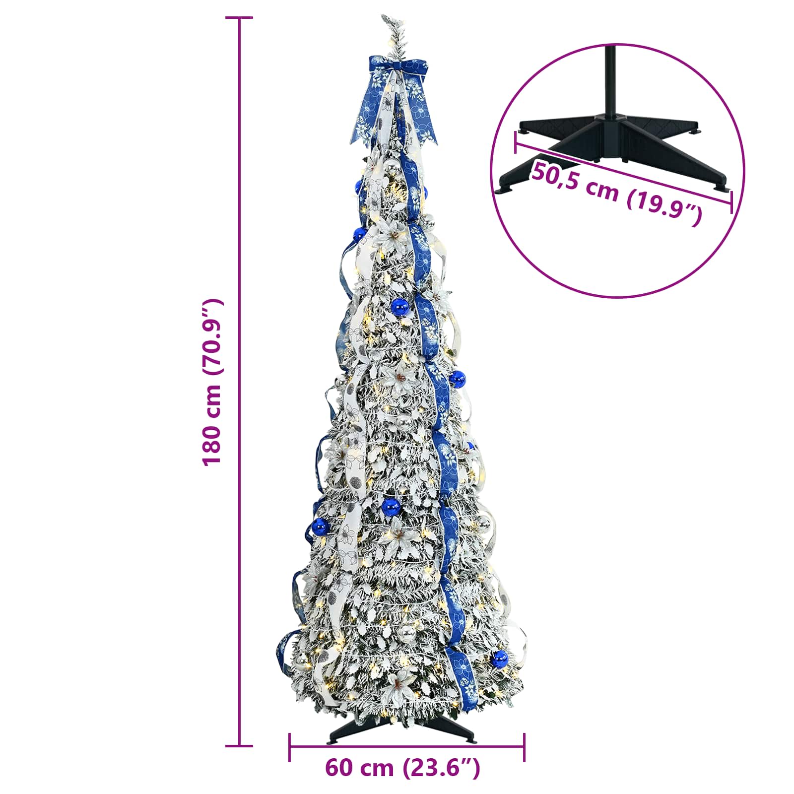 Albero di Natale artificiale con 150 LED Bianco 180 cm PVC | homemem39