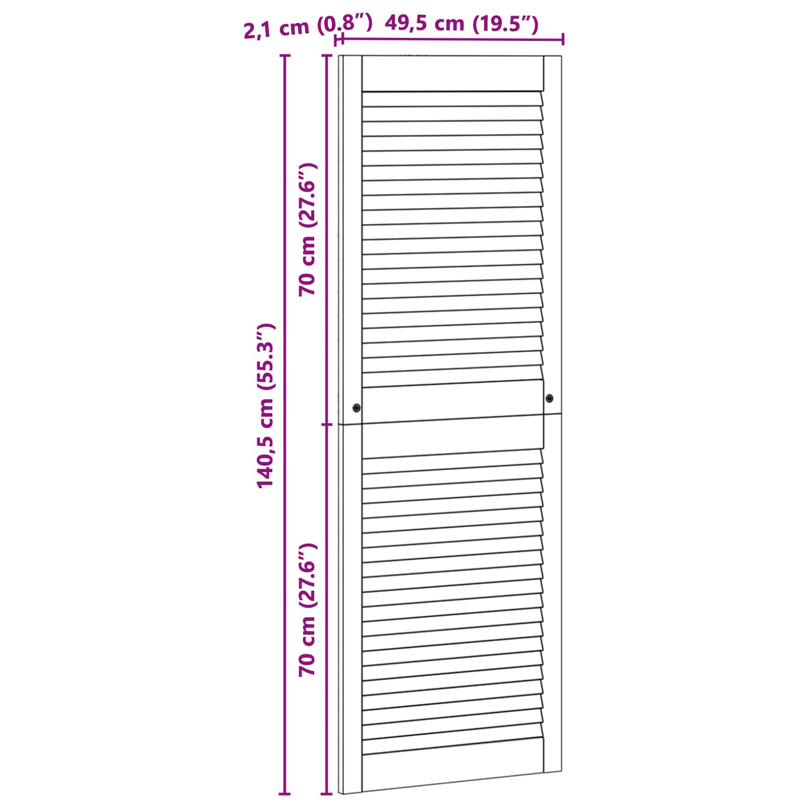 Porta per Armadio 4 pcs Naturale 49,5 x 2,1 x 140,5 cm | homemem39