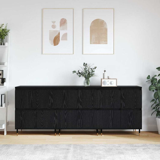 Sideboards 3 pcs Rovere nero 180 x 35 x 70 cm Legno multistrato - homemem39