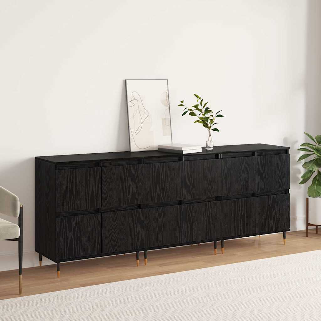 Sideboards 3 pcs Rovere nero 180 x 35 x 70 cm Legno multistrato - homemem39