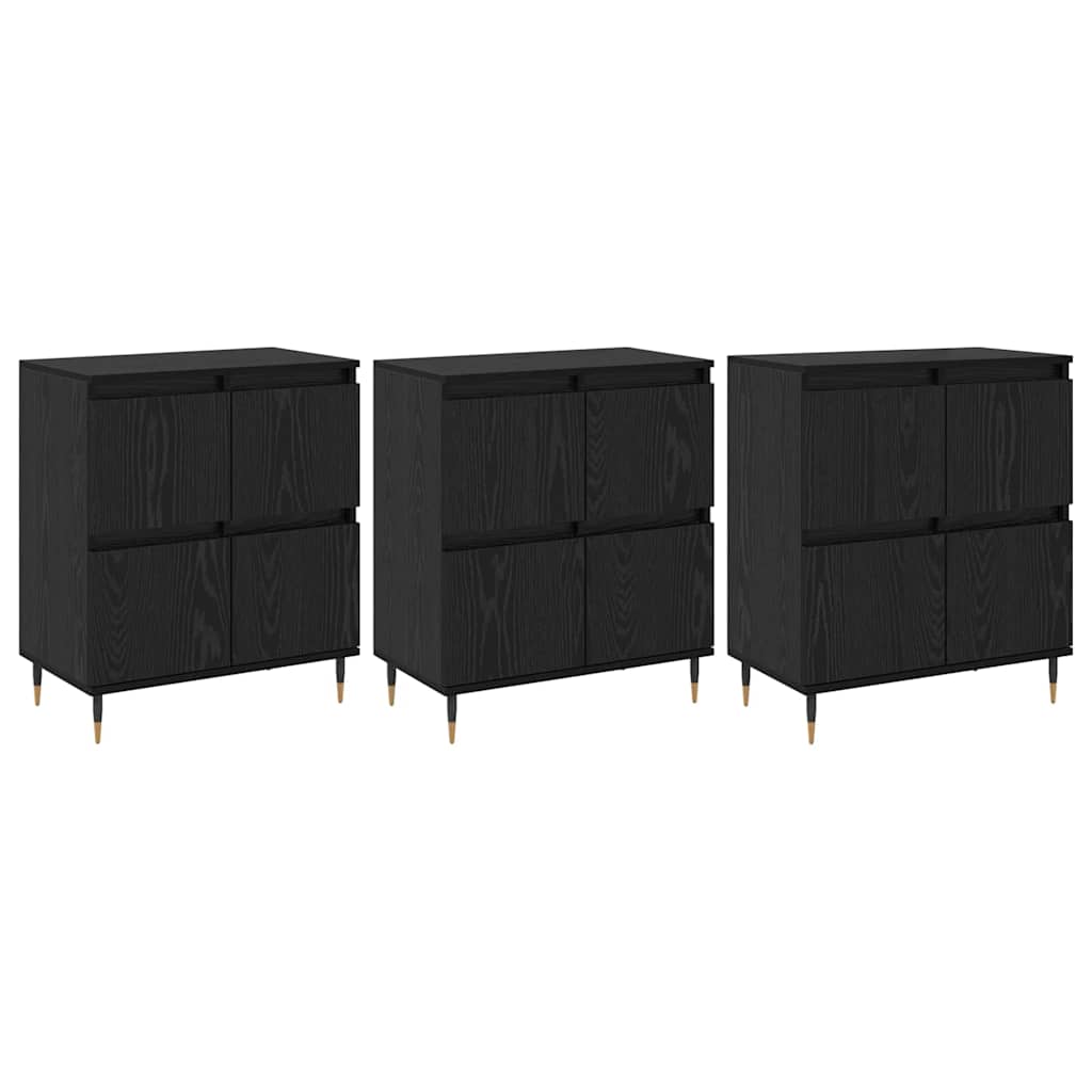 Sideboards 3 pcs Rovere nero 180 x 35 x 70 cm Legno multistrato - homemem39