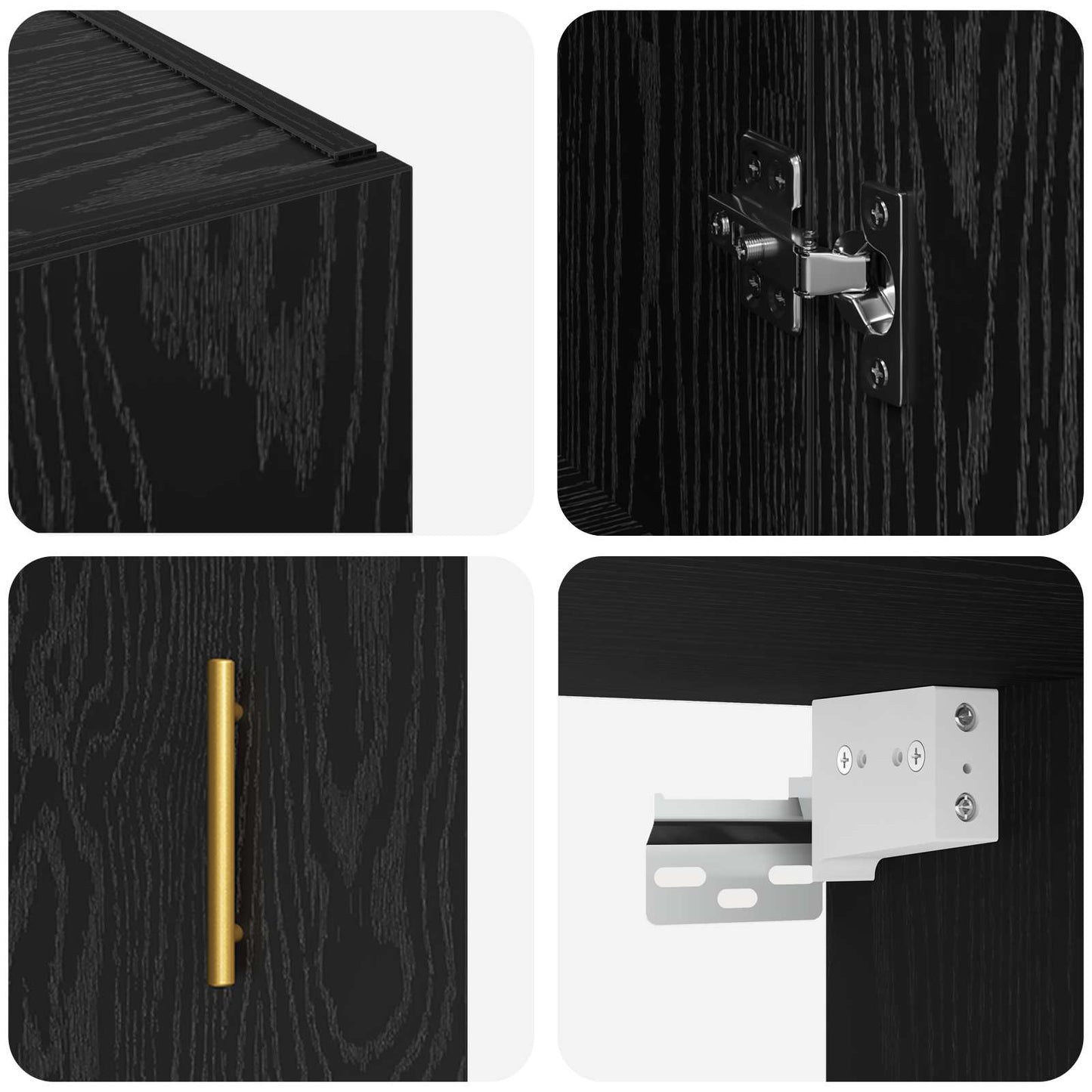Mobiletto a muro 2 pcs Rovere Nero 69,5 x 34 x 90 cm