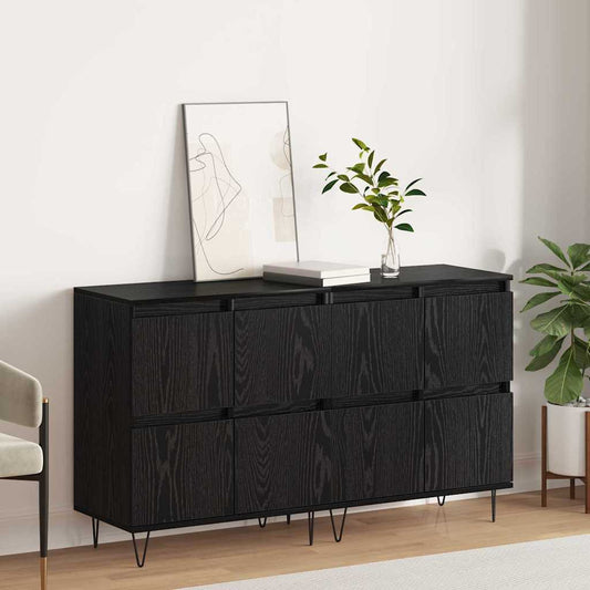 Sideboards 2 pcs Rovere nero 120 x 35 x 70 cm Legno multistrato - homemem39
