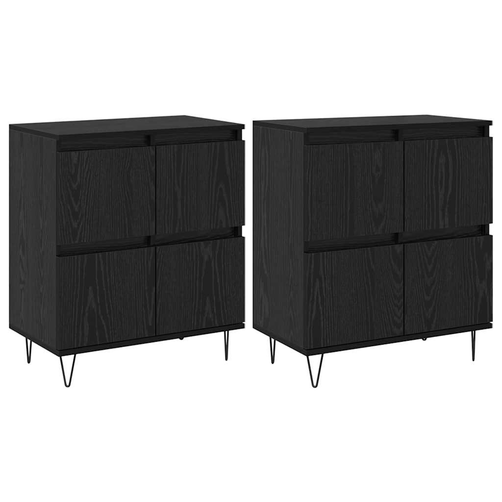 Sideboards 2 pcs Rovere nero 120 x 35 x 70 cm Legno multistrato - homemem39