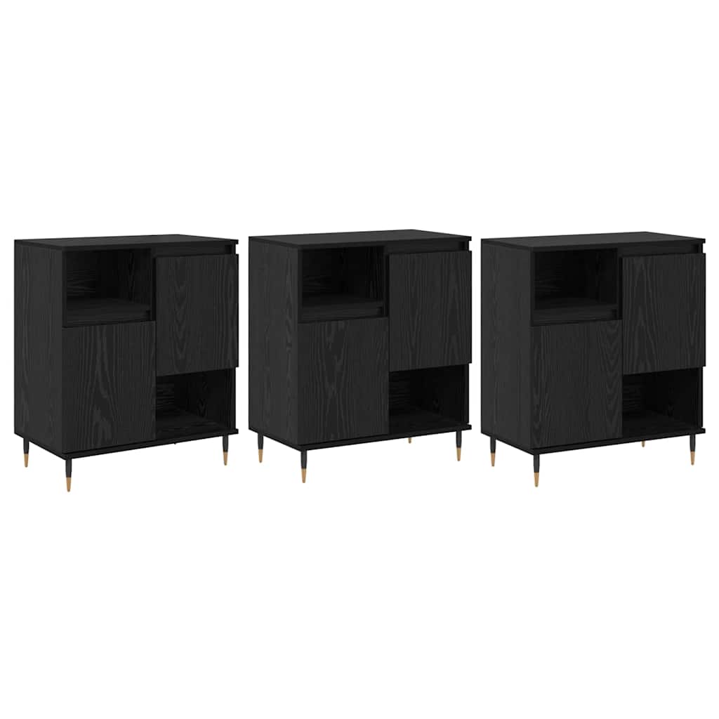 Sideboards 3 pcs Rovere nero 180 x 35 x 70 cm Legno multistrato - homemem39