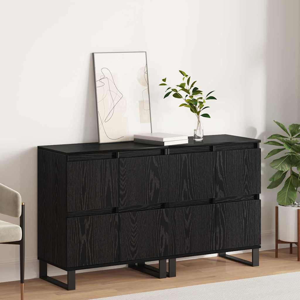 Sideboards 2 pcs Rovere nero 120 x 35 x 70 cm Legno multistrato - homemem39