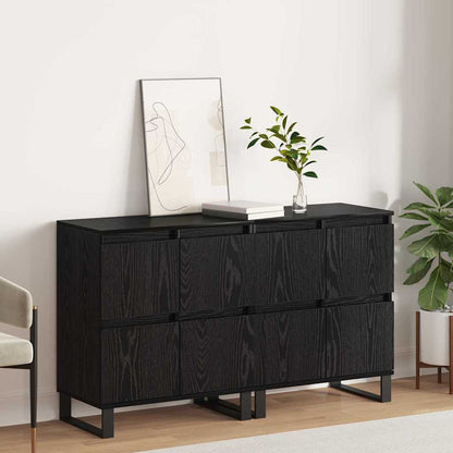 Sideboards 2 pcs Rovere nero 120 x 35 x 70 cm Legno multistrato - homemem39
