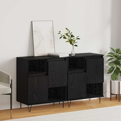 Sideboards 2 pcs Rovere nero 120 x 35 x 70 cm Legno multistrato - homemem39